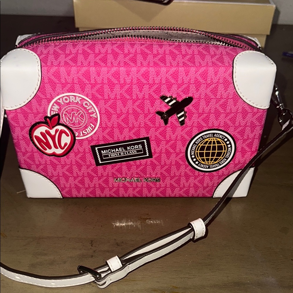 Michael Kors Pink and White Crossbody Bag